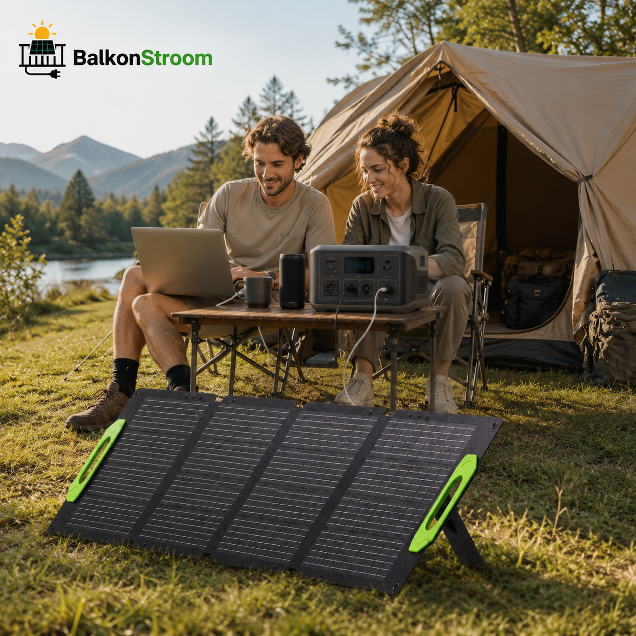 100W Opvouwbaar Zonnepaneel | 4-Paneels met Kickstands | BalkonStroom