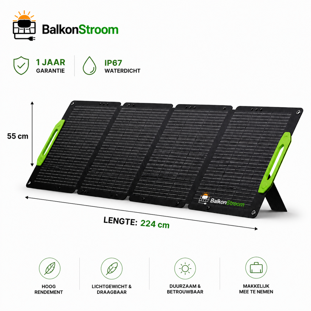 200W Opvouwbaar Zonnepaneel | 4-Paneels met Kickstands | BalkonStroom