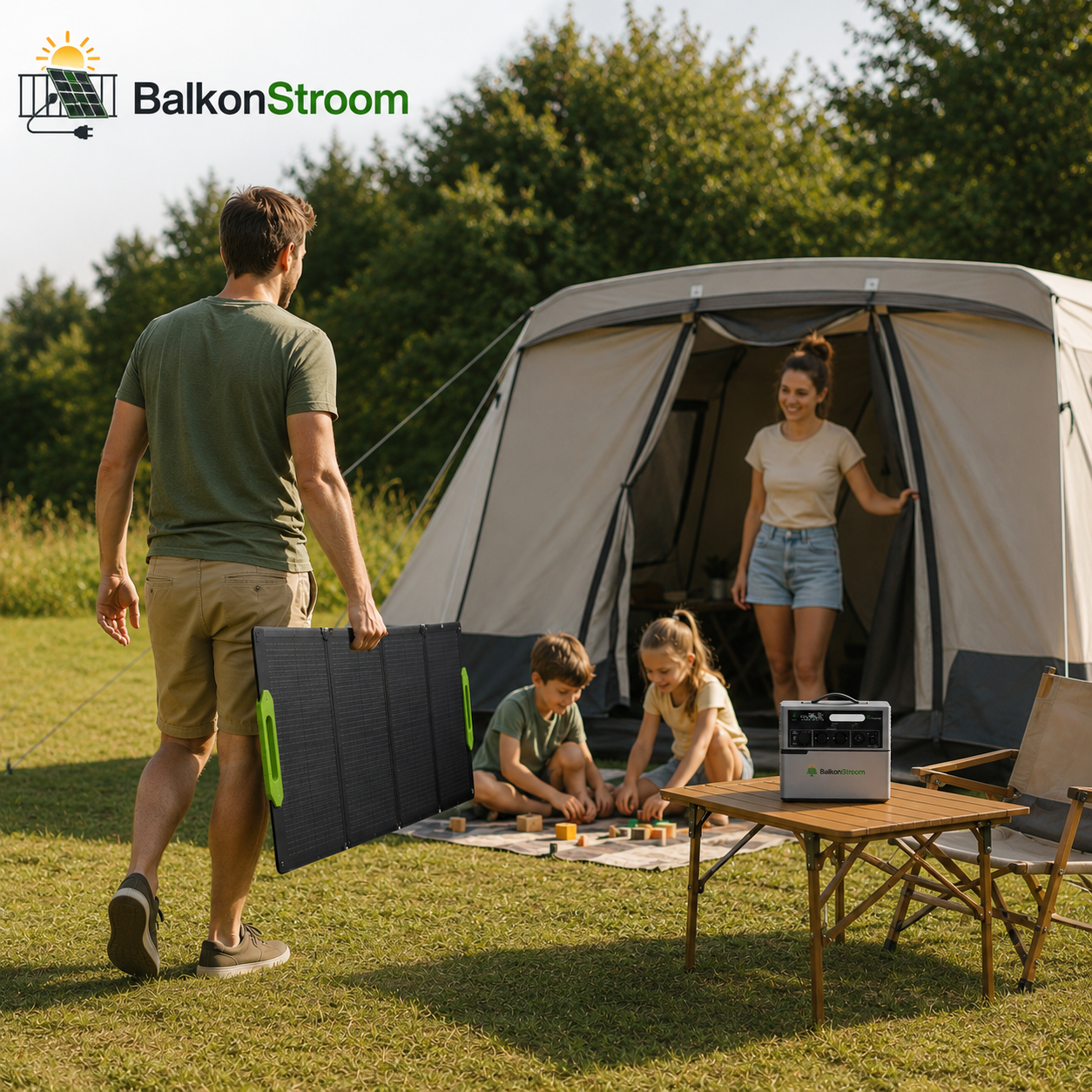 300W Opvouwbaar Zonnepaneel | 4-Paneels met Kickstands | BalkonStroom