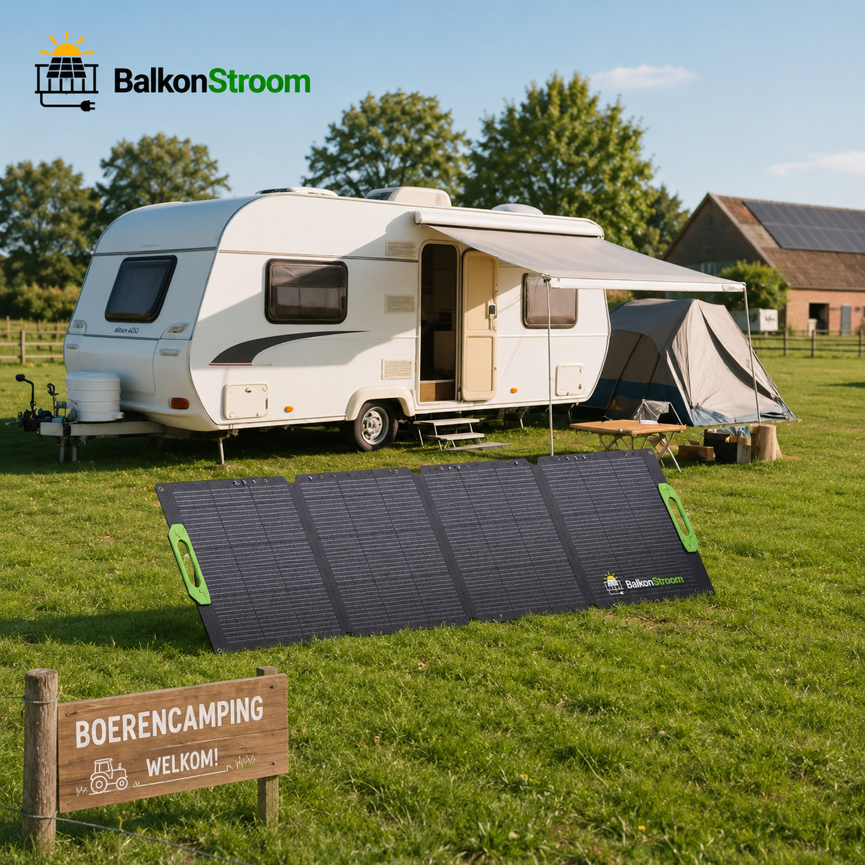 300W Opvouwbaar Zonnepaneel | 4-Paneels met Kickstands | BalkonStroom