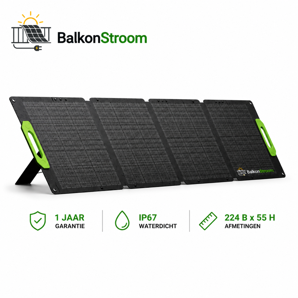 300W Opvouwbaar Zonnepaneel | 4-Paneels met Kickstands | BalkonStroom