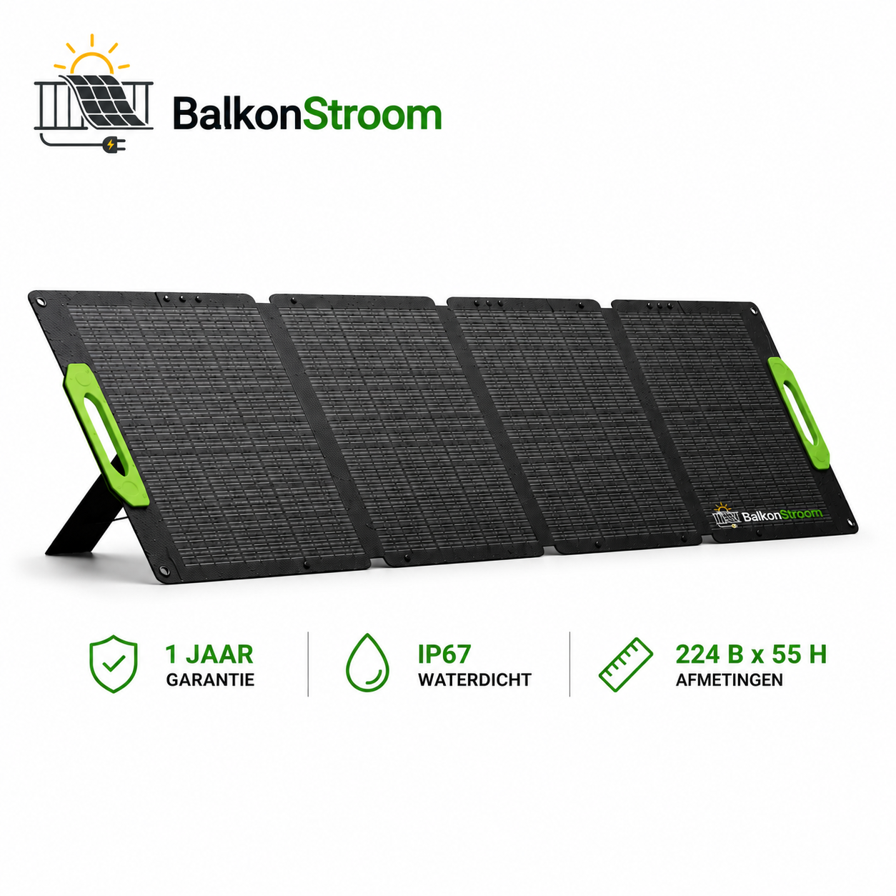 300W Opvouwbaar Zonnepaneel | 4-Paneels met Kickstands | BalkonStroom