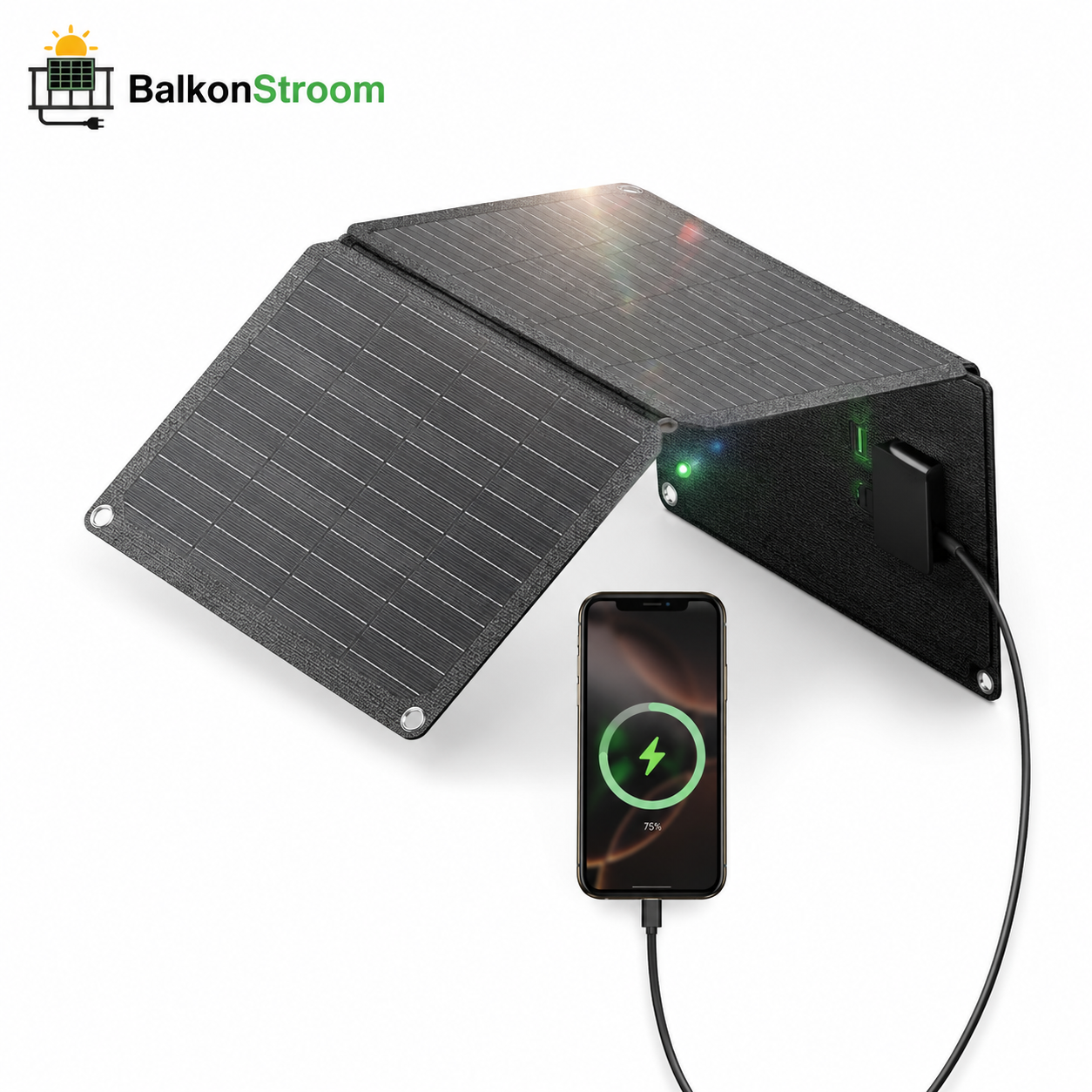30W Opvouwbaar Zonnepaneel | USB-C & USB | BalkonStroom