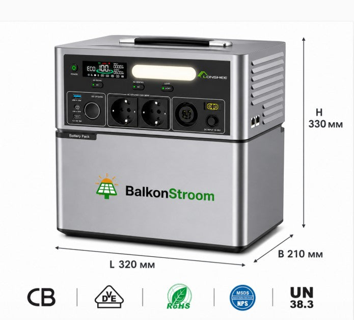 Lionshee LS-IB2500 | 2500W Omvormer + 1024Wh Accu | All-in-One Off-Grid Unit