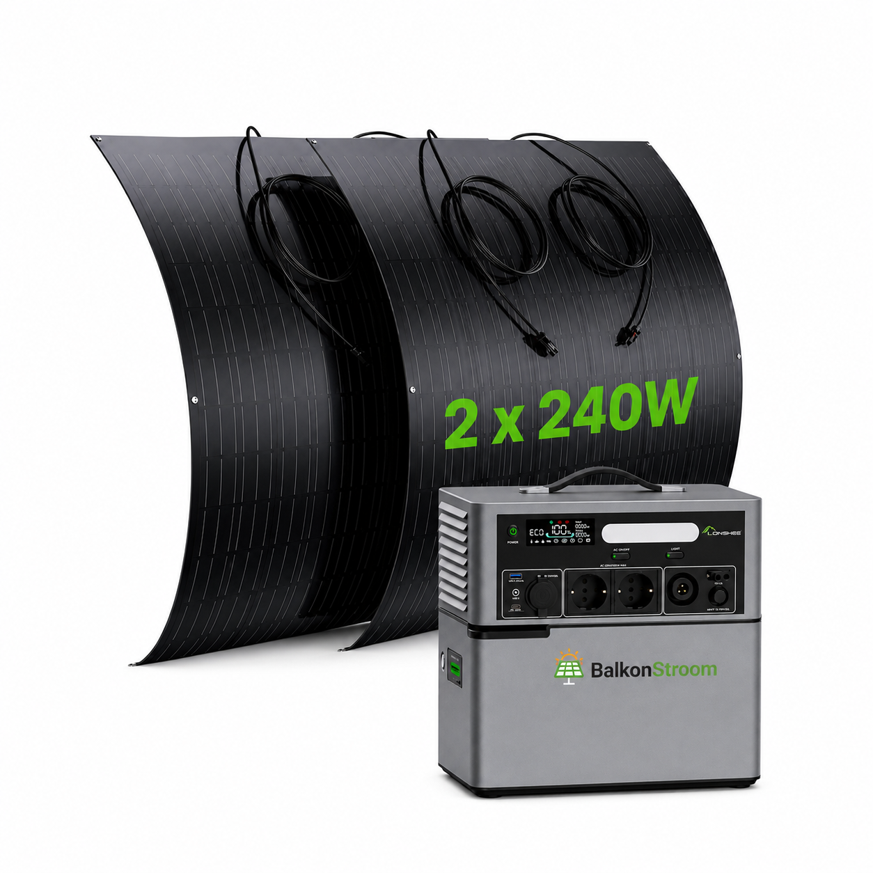 480W Off-Grid Zonnepanelen Set | All-in-One 2500W Omvormer + 1024Wh Accu