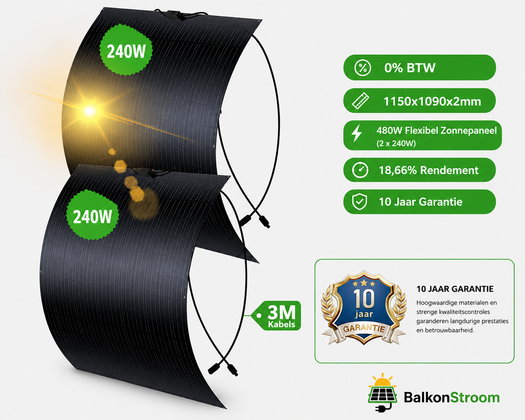 480W Off-Grid Zonnepanelen Set | All-in-One 2500W Omvormer + 1024Wh Accu