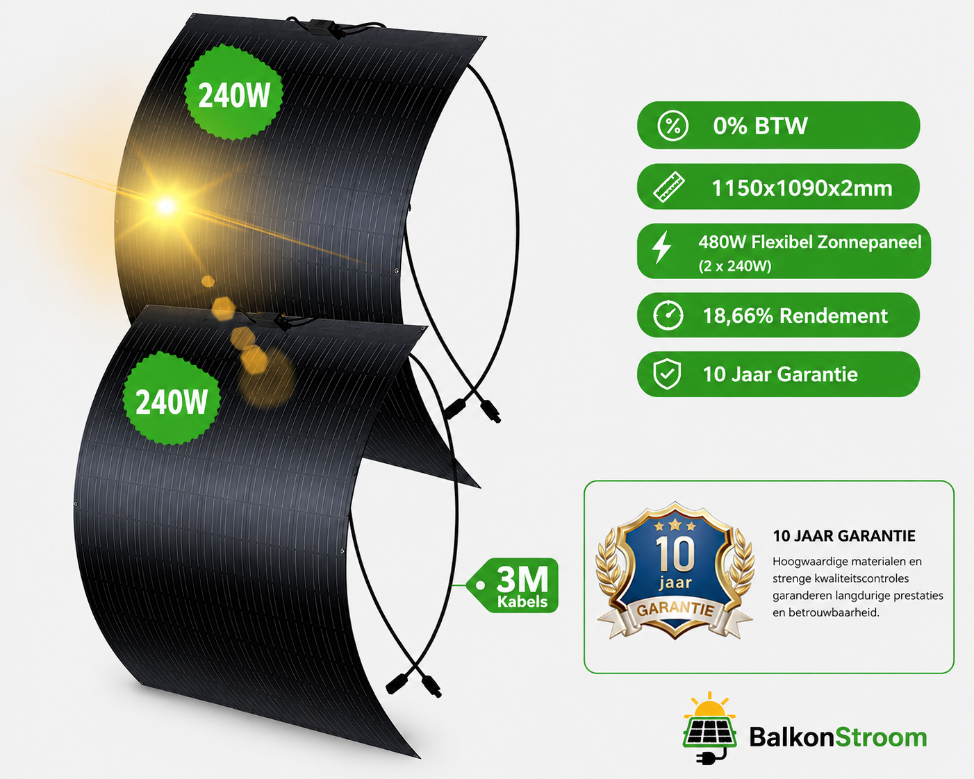 480W Off-Grid Zonnepanelen Set | All-in-One 2500W Omvormer + 1024Wh Accu