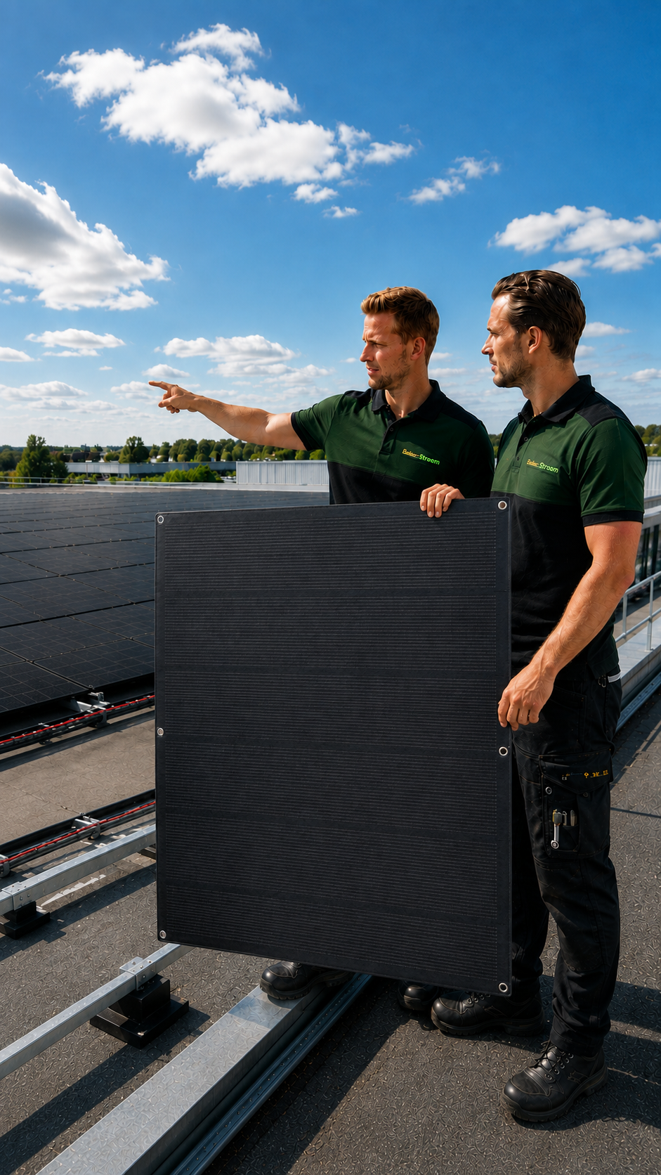lichtgewicht panelen op  een plat dak waar traditionele panelen te zwaar zijn 