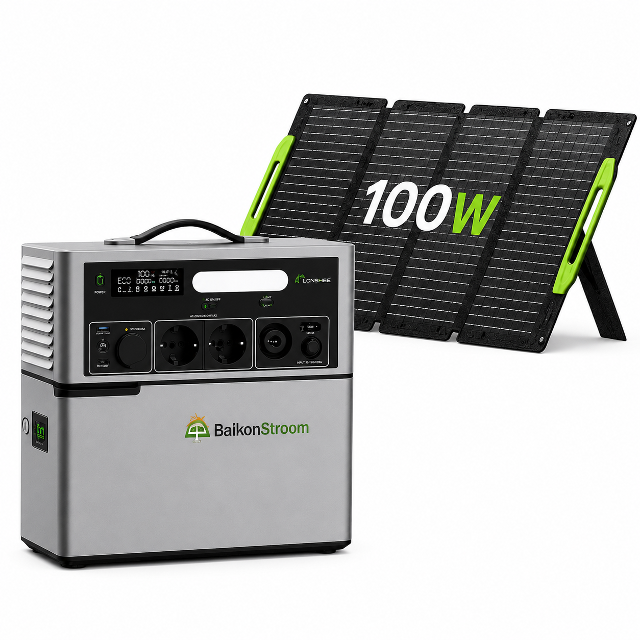 Lionshee Draagbare Powerstation Set 2400W + 1024Wh Accu + 100W Opvouwbaar Zonnepaneel